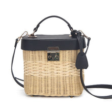 Load image into Gallery viewer, Ladies Leather Strap Single-shoulder Crossbody Bag Handmade Fashion Natural Woven Round Rattan Handbags