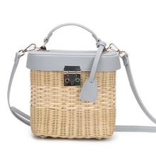 Load image into Gallery viewer, Ladies Leather Strap Single-shoulder Crossbody Bag Handmade Fashion Natural Woven Round Rattan Handbags
