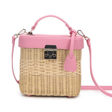 Load image into Gallery viewer, Ladies Leather Strap Single-shoulder Crossbody Bag Handmade Fashion Natural Woven Round Rattan Handbags