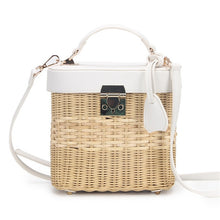 Load image into Gallery viewer, Ladies Leather Strap Single-shoulder Crossbody Bag Handmade Fashion Natural Woven Round Rattan Handbags