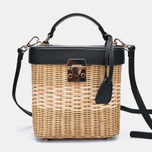 Load image into Gallery viewer, Ladies Leather Strap Single-shoulder Crossbody Bag Handmade Fashion Natural Woven Round Rattan Handbags